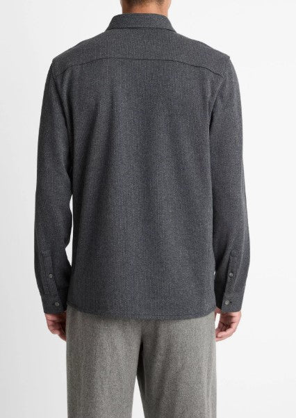 Vince Pinstripe Jacquard Cotton-Blend Button-Front Shirt - Charcoal