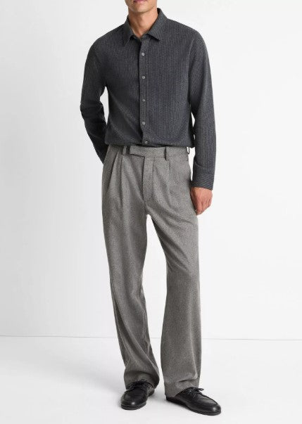 Vince Pinstripe Jacquard Cotton-Blend Button-Front Shirt - Charcoal