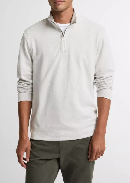 Vince Double-Face Cotton-Blend Quarter-Zip Pullover - Off White