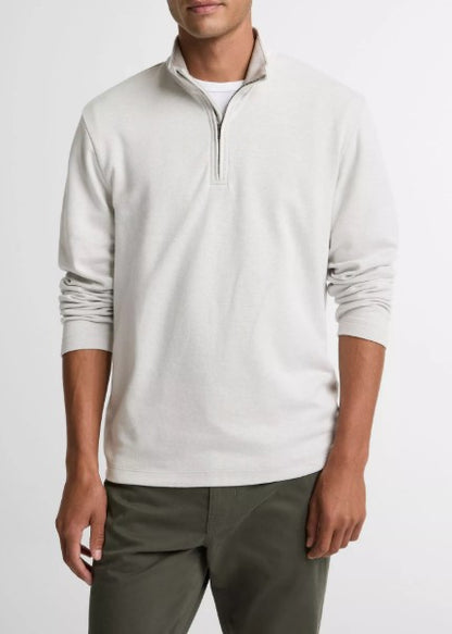 Vince Double-Face Cotton-Blend Quarter-Zip Pullover - Off White