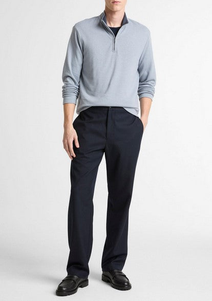 Vince Double-Face Cotton-Blend Quarter-Zip Pullover - Steel Blue/Studio