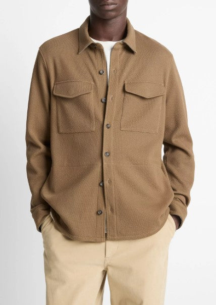 Vince Double-Knit Cotton-Blend Piqué Shirt Jacket - Highlands