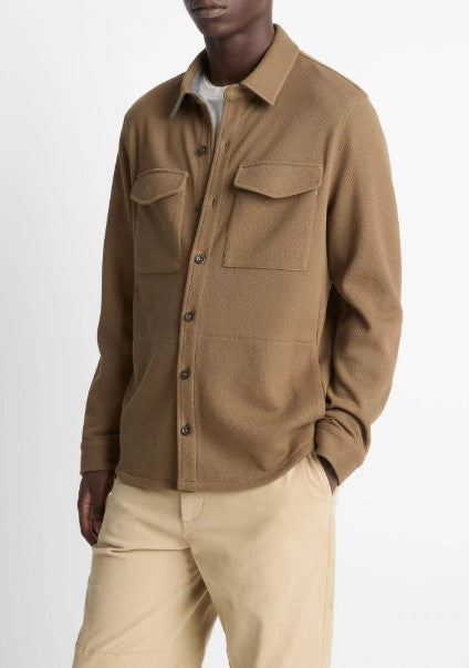 Vince Double-Knit Cotton-Blend Piqué Shirt Jacket - Highlands