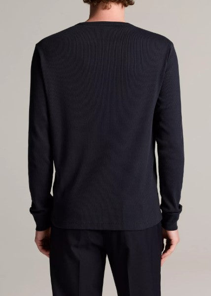 Vince Ribbed Cotton Henley - Coastal Blue