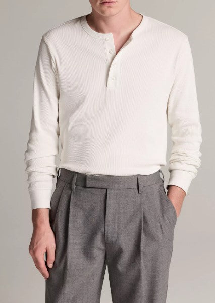 Vince Ribbed Cotton Henley - Off White