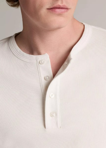 Vince Ribbed Cotton Henley - Off White