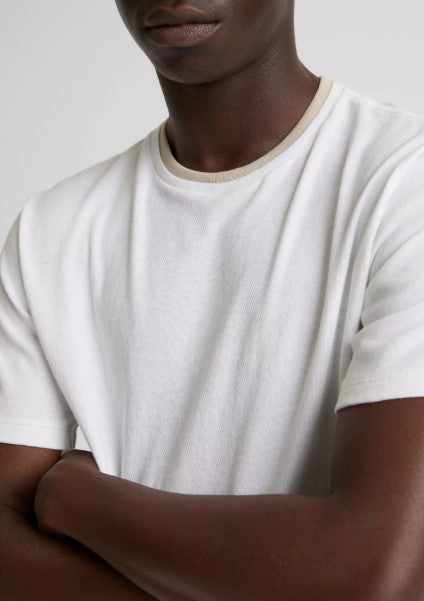 Vince Cotton Double-Collar T-Shirt - Optic White / Parchment