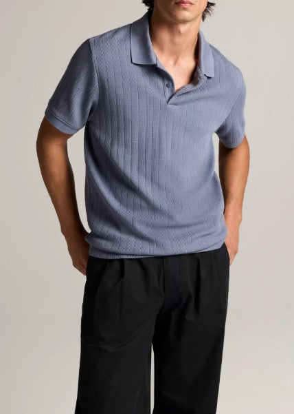 Vince Drop-Needle Stripe Pima Cotton Polo Shirt - Hawk Blue