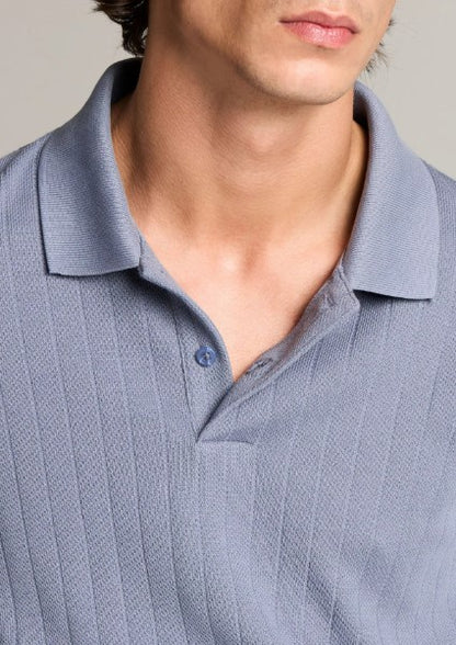 Vince Drop-Needle Stripe Pima Cotton Polo Shirt - Hawk Blue