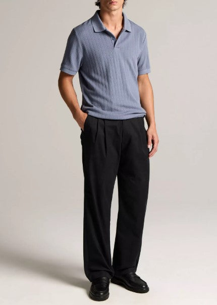 Vince Drop-Needle Stripe Pima Cotton Polo Shirt - Hawk Blue