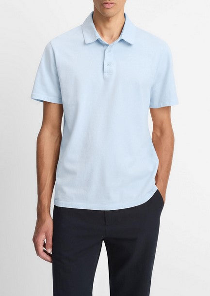 Vince Garment Dye Cotton Polo Shirt - Washed Rainwater