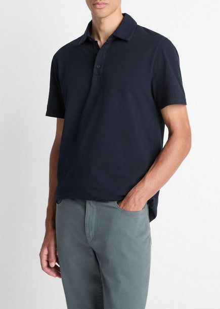 Vince Garment Dye Cotton Polo Shirt - Washed Coastal
