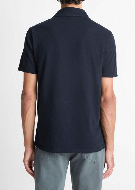 Vince Garment Dye Cotton Polo Shirt - Washed Coastal