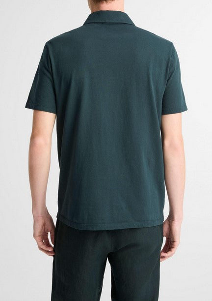 Vince Garment Dye Cotton Polo Shirt - Washed Seaweed