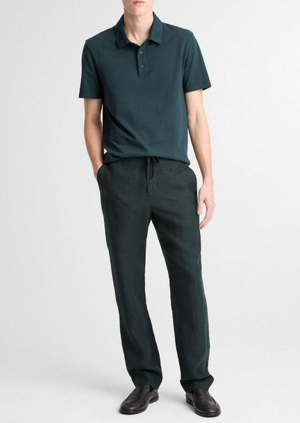 Vince Garment Dye Cotton Polo Shirt - Washed Seaweed
