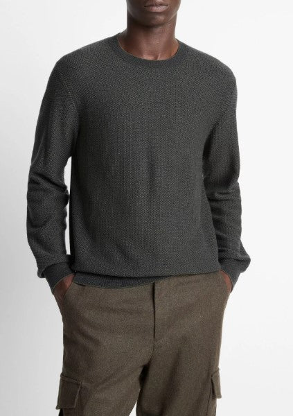 Vince Geo-Jacquard Wool-Blend Crew Neck Sweater