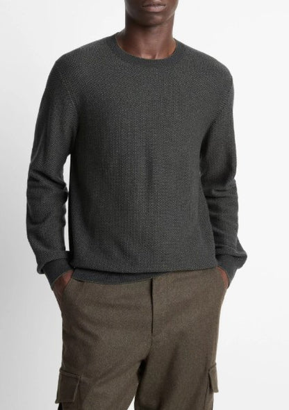 Vince Geo-Jacquard Wool-Blend Crew Neck Sweater