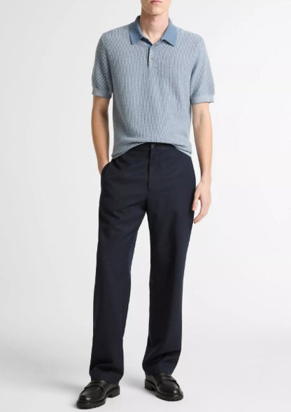 Vince Geo-Jacquard Wool-Blend Blend Polo Sweater - Blue