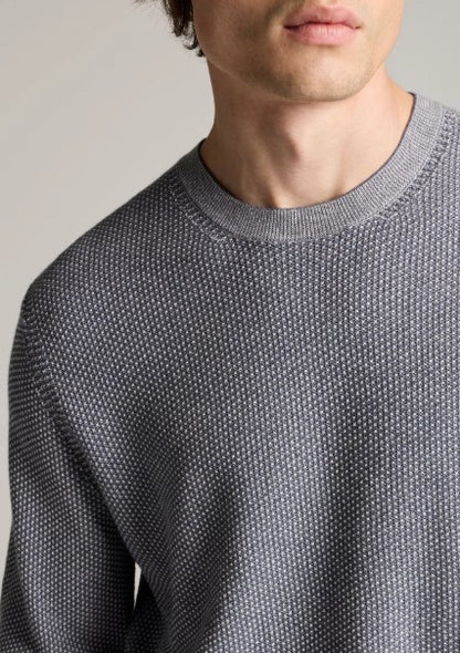 Vince Geo-Jacquard Wool-Blend Crew Neck Sweater - Parlor Blue / Grey