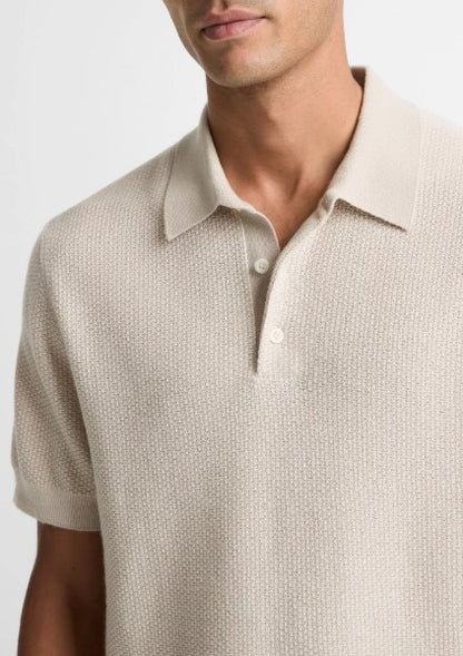 Vince Geo-Jacquard Wool-Blend Blend Polo Sweater - Sand