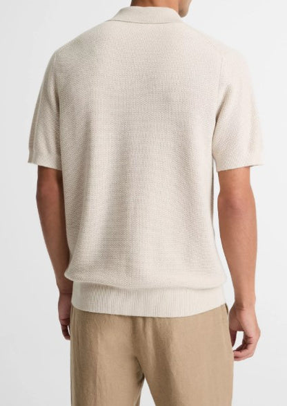 Vince Geo-Jacquard Wool-Blend Blend Polo Sweater - Sand