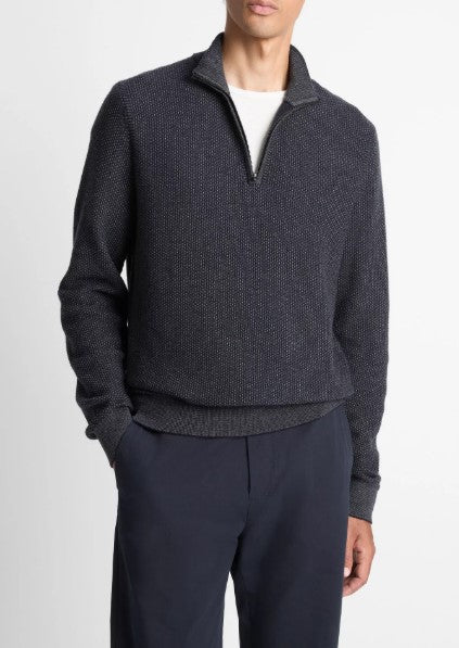 Vince Geo-Jacquard Wool-Blend Quarter-Zip Sweater
