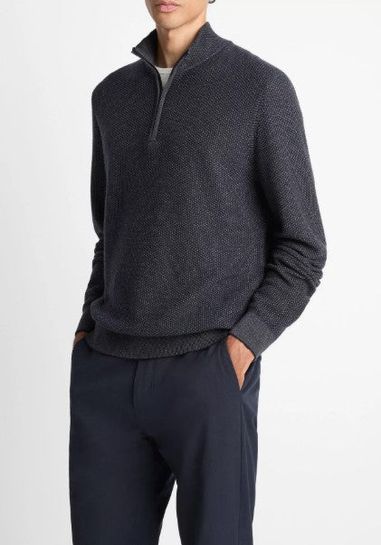 Vince Geo-Jacquard Wool-Blend Quarter-Zip Sweater