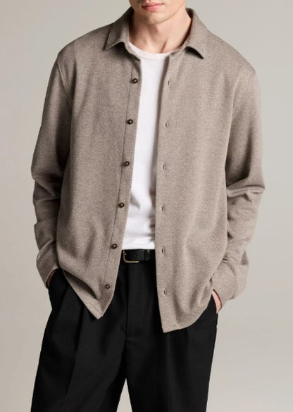 Vince Herringbone Cotton-Blend Button-Front Shirt - Tarmac