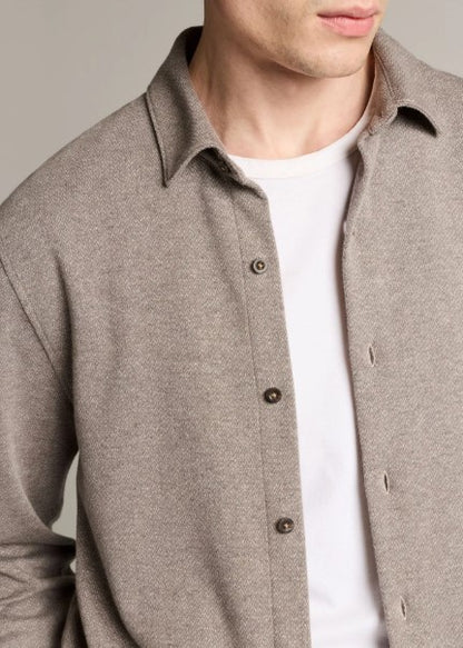Vince Herringbone Cotton-Blend Button-Front Shirt - Tarmac