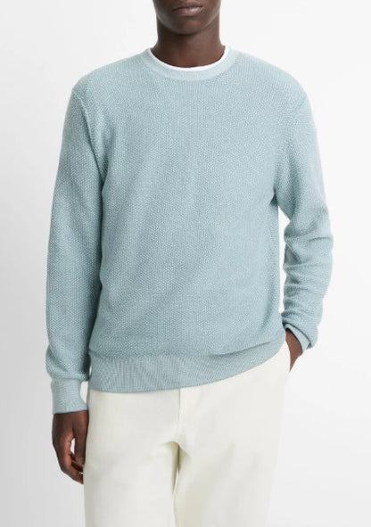Vince Geo-Jacquard Wool-Blend Crew Neck Sweater - Lagoon