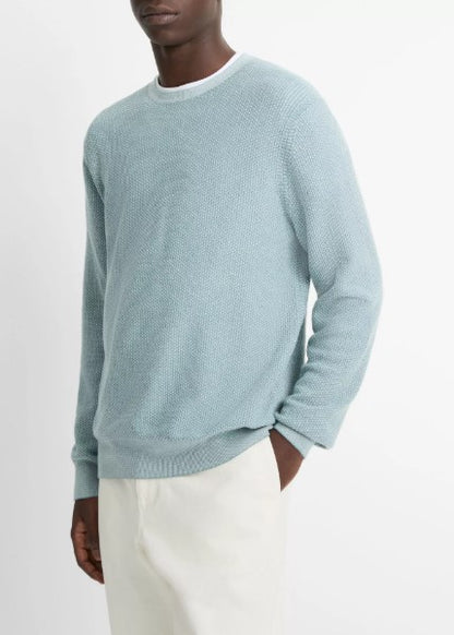 Vince Geo-Jacquard Wool-Blend Crew Neck Sweater - Lagoon