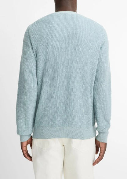 Vince Geo-Jacquard Wool-Blend Crew Neck Sweater - Lagoon