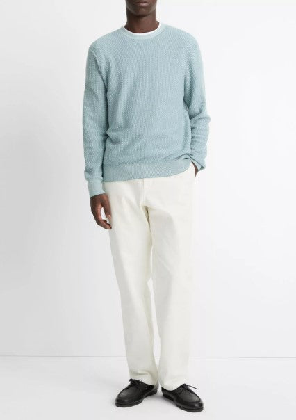 Vince Geo-Jacquard Wool-Blend Crew Neck Sweater - Lagoon