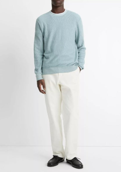 Vince Geo-Jacquard Wool-Blend Crew Neck Sweater - Lagoon