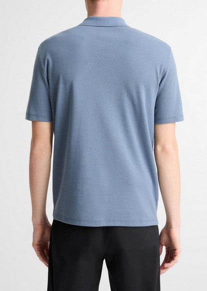 Vince Cotton-Blend Johnny-Collar Polo Shirt - Uniform Blue