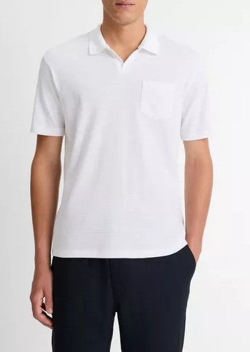Vince Cotton-Blend Johnny-Collar Polo Shirt - White