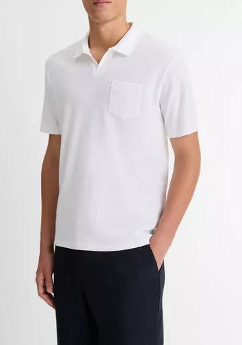 Vince Cotton-Blend Johnny-Collar Polo Shirt - White