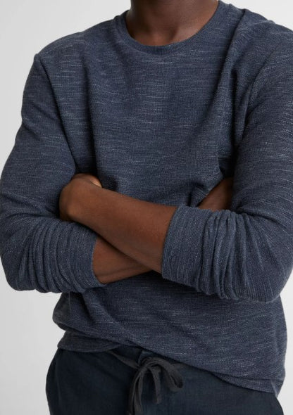 Vince Double-Knit Cotton-Blend Long-Sleeve Shirt - Heather Coastal Blue