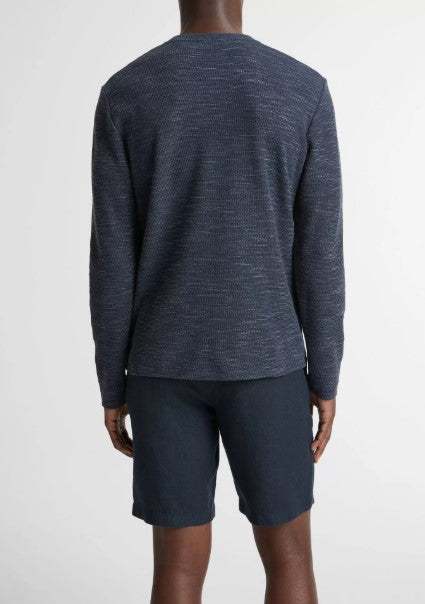 Vince Double-Knit Cotton-Blend Long-Sleeve Shirt - Heather Coastal Blue