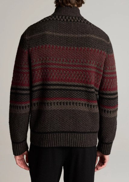 Vince Merino Wool-Blend Variegated Jacquard Quarter-Zip Sweater
