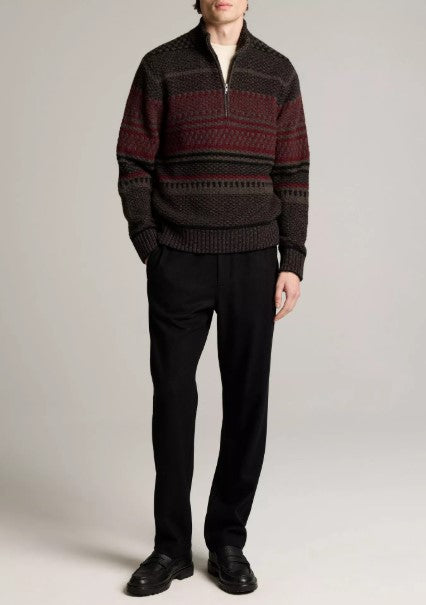 Vince Merino Wool-Blend Variegated Jacquard Quarter-Zip Sweater