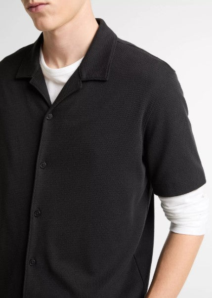 Vince Mesh-Knit Cotton-Blend Cabana Shirt - Black