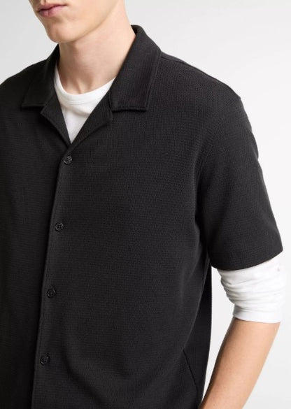 Vince Mesh-Knit Cotton-Blend Cabana Shirt - Black