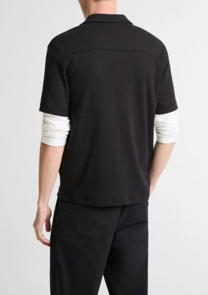 Vince Mesh-Knit Cotton-Blend Cabana Shirt - Black