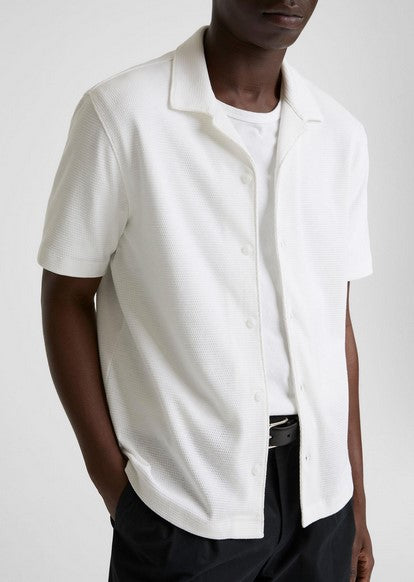 Vince Mesh-Knit Cotton-Blend Cabana Shirt - Optic White