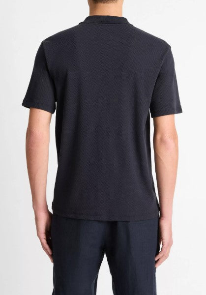 Vince Cotton-Blend Johnny-Collar Polo Shirt - Coastal Blue