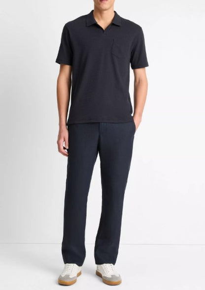 Vince Cotton-Blend Johnny-Collar Polo Shirt - Coastal Blue