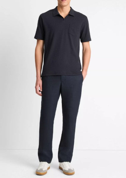 Vince Cotton-Blend Johnny-Collar Polo Shirt - Coastal Blue