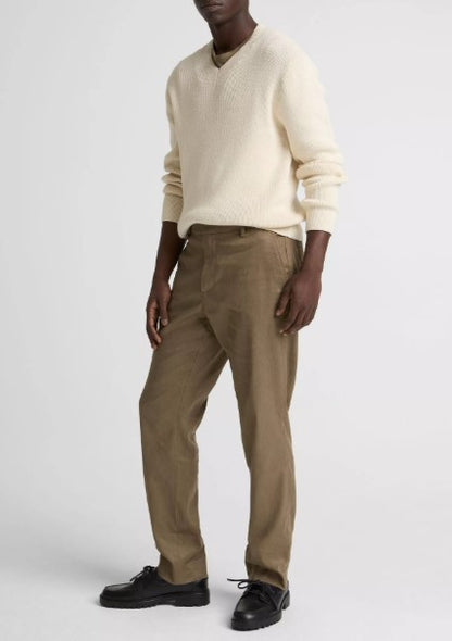 Vince Owen Athletic Linen-Cotton Extended-Tab Pant - Kalamata