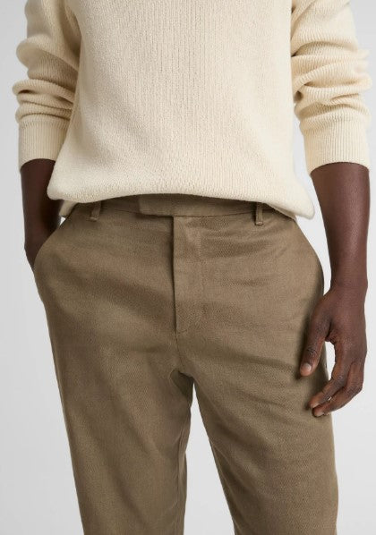 Vince Owen Athletic Linen-Cotton Extended-Tab Pant - Kalamata